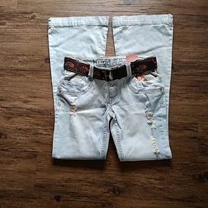 NWT Belted Mudd Flare Leg Jeans